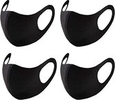 4x FASHION Mondkapje - ZWART - Mondmasker - Wasbaar - Mondkapjes - Black - Facemask - Mouth mask - Herbruikbaar - Adembescherming - Mannen, Vrouwen en Kinderen - Bescherming Openba