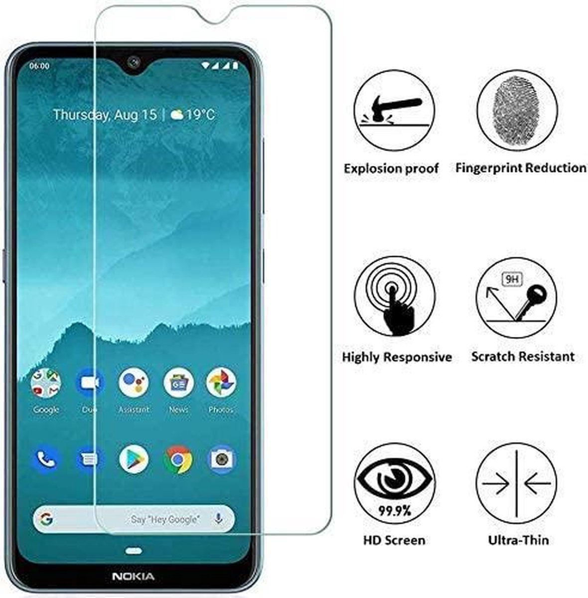 Screenprotector Glas - Tempered Glass Screen Protector Geschikt voor: Nokia 6.2 - 1x