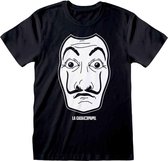 La Casa De Papel Heren Tshirt -L- White Mask Zwart