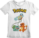 Nintendo - Pokémon Origineel Trio Wit Kinder T-Shirt - 7-8 Jaar