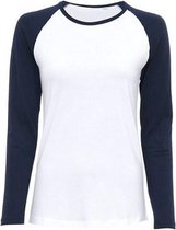 SOLS Dames/dames Melkachtig Contrast T-Shirt met lange mouwen (Witte/franse marine)