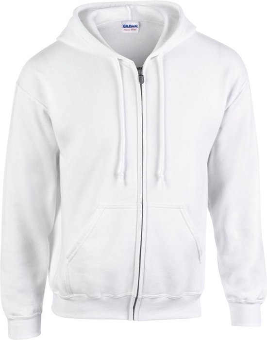 Gildan Zware Blend Unisex Adult Full Zip Hooded Sweatshirt Top (Wit)