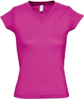 SOLS Dames/dames Maan V Hals T-Shirt met korte mouwen (Fuchsia)