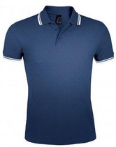 SOLS Heren Pasadena getipt korte mouw Pique Polo Shirt (Franse marine / Wit)