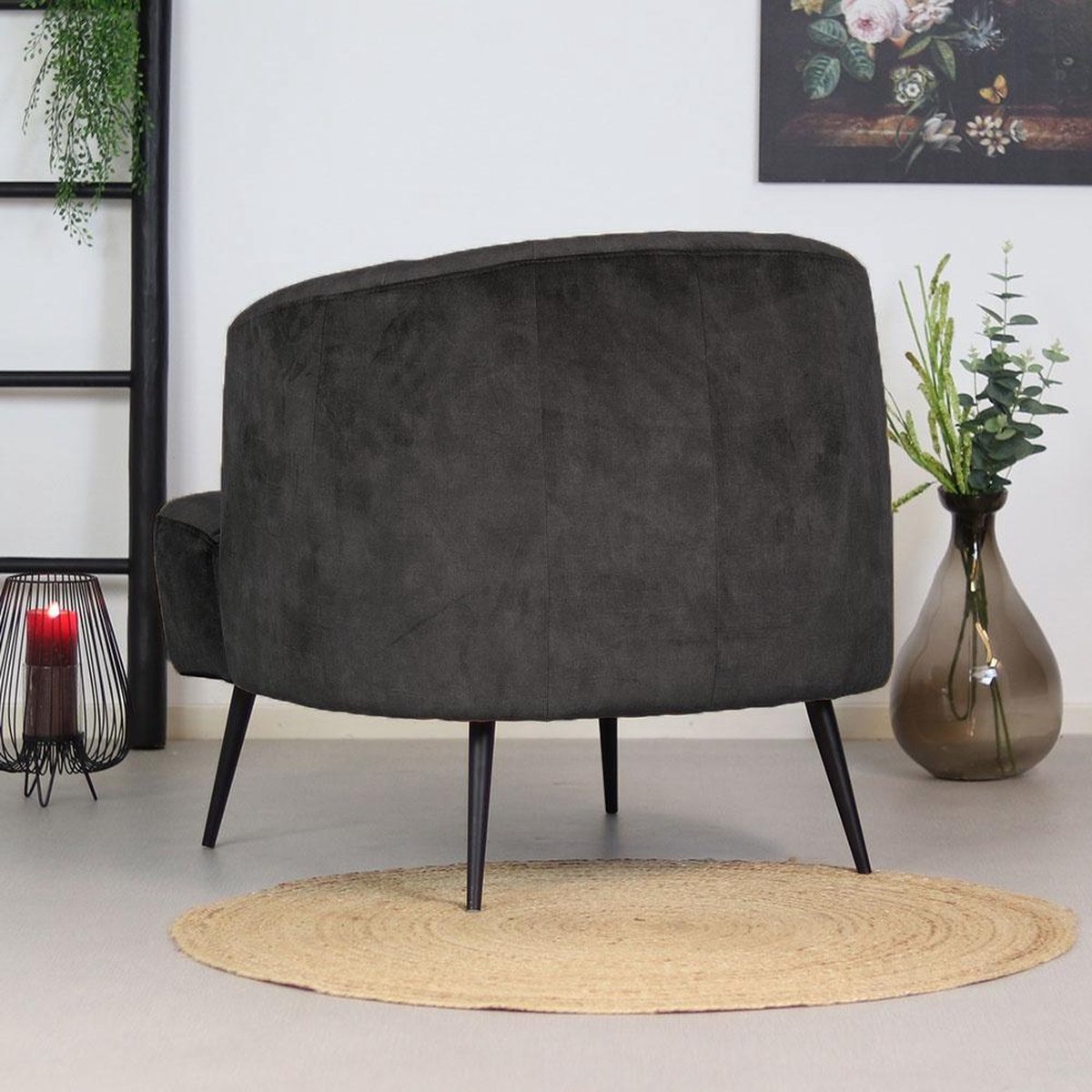 Bronx71® Velvet fauteuil Billy antraciet
