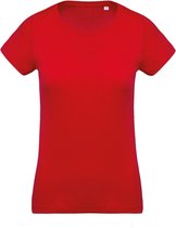 Kariban Dames/dames Organic Crew T-Shirt met halsband (Rood)