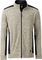 James and Nicholson Heren Gebreide Werkkleding Fleece Jacket (Steenmelange/zwart)