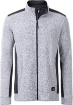 James and Nicholson Heren Gebreide Werkkleding Fleece Jacket (Wit gemêleerd/koolstof)