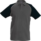 Kariban Herencontrast honkbalpolo shirt (Leisteengrijs/lichtgrijs/zwart)
