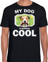 Jack russel honden t-shirt my dog is serious cool zwart - heren - Jack russel terriers liefhebber cadeau shirt M
