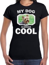 Yorkshire terrier honden t-shirt my dog is serious cool zwart - dames - Yorkshire terriers liefhebber cadeau shirt S