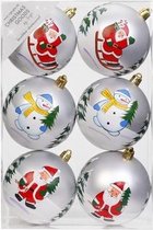 18x Witte kerstballen 8 cm kunststof met print - Onbreekbare plastic kerstballen - Kerstboomversiering wit