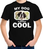 Sint bernard honden t-shirt my dog is serious cool zwart - kinderen - Sint bernards liefhebber cadeau shirt S (122-128)