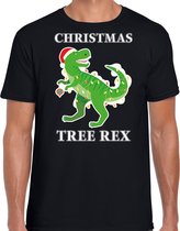Christmas tree rex Kerstshirt / Kerst t-shirt zwart voor heren - Kerstkleding / Christmas outfit XL