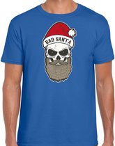 Bad Santa fout Kerstshirt / Kerst t-shirt blauw voor heren - Kerstkleding / Christmas outfit S