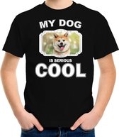 Akita inu honden t-shirt my dog is serious cool zwart - kinderen - Akita inu liefhebber cadeau shirt M (134-140)