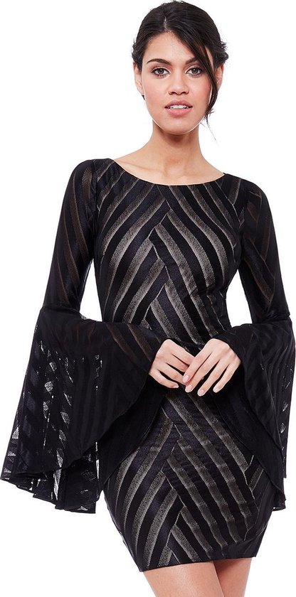 Stijlvolle jurk met wijde mouwen - Maat 42 - Zwart | bol.com