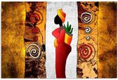 Schilderij - Afrika, Terug van de markt, geel/rood, 1 deel
