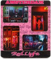 Magneet 2D MDF 4 Foto's Amsterdam Red Light - Souvenir
