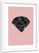 Foto in frame ,Zwarte diamant 2 , 80x120cm , zwart roze ,wanddecoratie