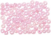 Rocailles, afm 6/0 , d: 4 mm, roze, 25gr, gatgrootte 0,9-1,2 mm