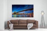 Schilderij - Nachthemel boven de Brooklyn Bridge — 90x60 cm