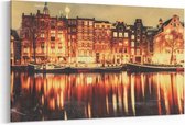 Schilderij - Prachtige nacht in Amsterdam — 100x70 cm