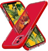 Hoesje Geschikt voor iPhone 12 / 12 Pro Hoesje - Transparant Anti Shock backcover met Bumper Rood