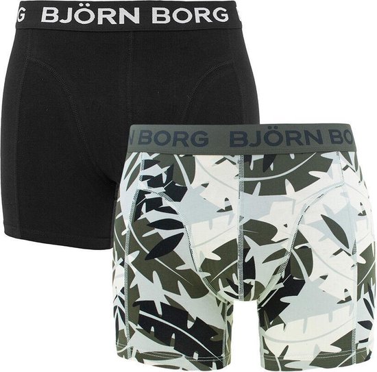 Björn Borg Premium Cotton Stretch Lange short - 2 Pack Zwart-Kaki - 2041-1117-92011 - S - Mannen