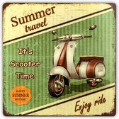 HAES deco - Retro Metalen Muurdecoratie - Scooter Summer Travel - Western Deco Vintage-Decoratie - 30 x 30 x 0,6 cm - WD543