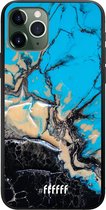 iPhone 11 Pro Hoesje TPU Case - Blue meets Dark Marble #ffffff