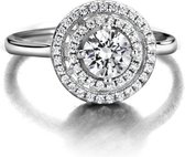 Silver Rose -SWR05-52 SWAROVSKI verlovings ring gezet met  5.5 mm Swarovski Zirkonia-925 Zilver gerodineerd
