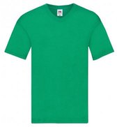 Fruit Of The Loom Heren Originele V-hals T-shirt (Donkergroen)