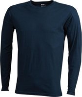 James and Nicholson - Heren Medium Lange Mouwen T-Shirt (Donkerblauw)