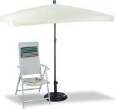 Relaxdays parasol hoogte verstelbaar - 200 x 120 cm - kantelbaar - tuinparasol rechthoek - Naturel