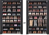 MIRA Home - 10 niveau schoenenrek - Schoenenkasten - 54 paar schoenen - Kunststof - Zwart - 100x28x162