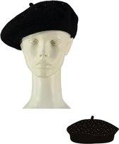 Sarlini Baret Zwart met Rhinestone steentjes