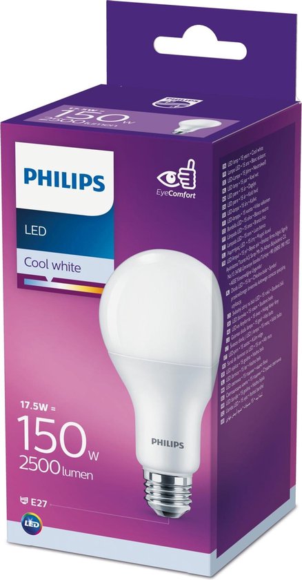 in de rij gaan staan Rafflesia Arnoldi Beperkt PHILIPS LED-lamp Standaard E27 - 19 - 5W equivalent 150W koudwit | bol.com