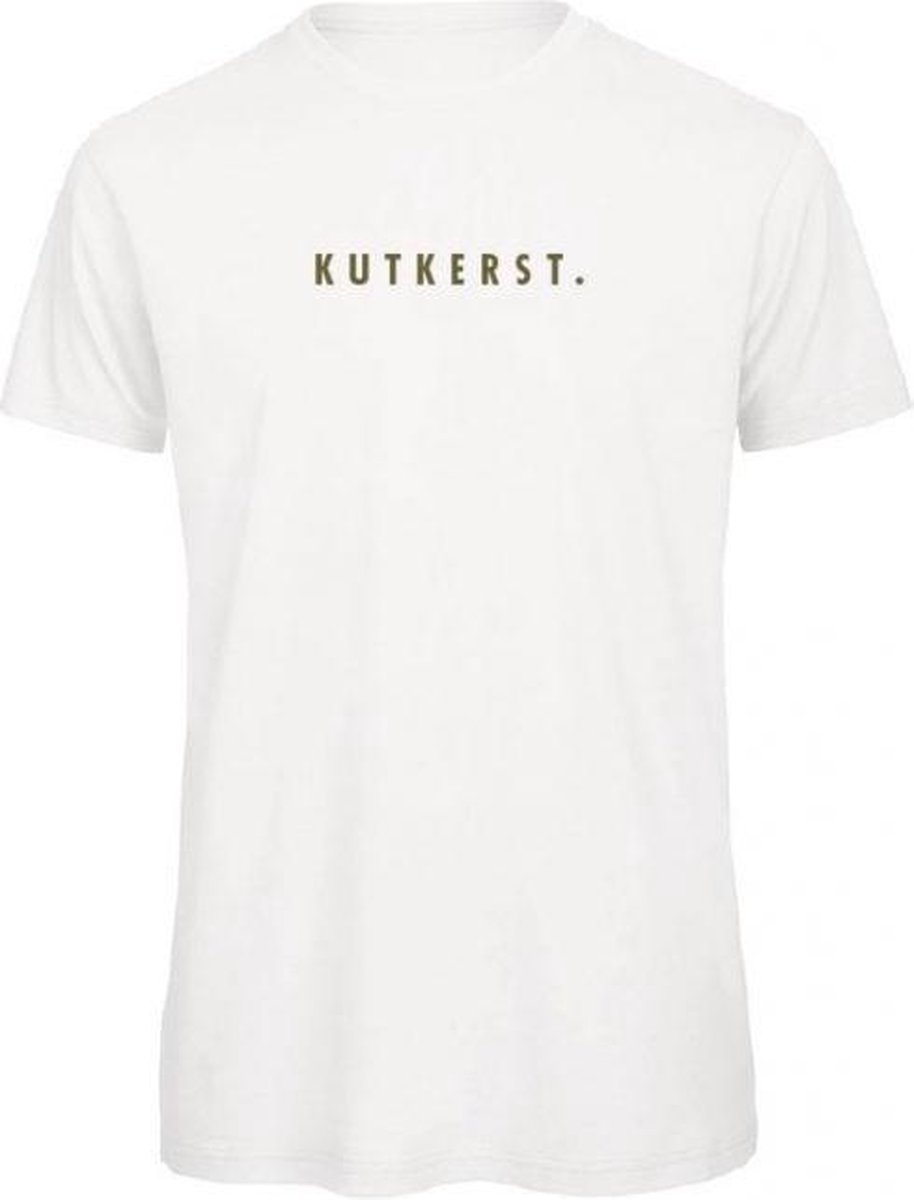 Foute kersttrui t-shirt wit L - Kutkerst - olijfgroen - soBAD. | Kerst t-shirt soBAD. | kerst shirts volwassenen | kerst t-shirt volwassenen | Kerst outfit | Foute kerst shirts