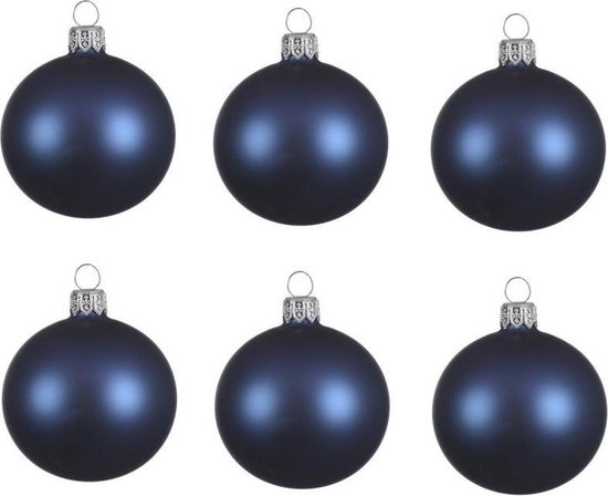 12x Donkerblauwe glazen kerstballen 8 cm - Mat/matte - Kerstboomversiering  donkerblauw | bol.com