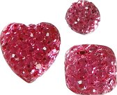 Strasstenen. roze. rond. vierkant. hart. afm 6+8+10 mm. 35 stuk/ 1 doos