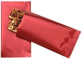 Plastiek Zakken Rood 7.5x14cm Gemetalliseerd en Sealbaar (100 stuks)