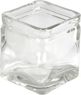 Vierkant glas, H: 8 cm, afm 7,5x7,5 cm, 12 stuk/ 1 karton