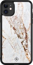 iPhone 11 hoesje glass - Marmer goud | Apple iPhone 11  case | Hardcase backcover zwart