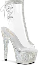 Pleaser Plateau Laarzen, Paaldans schoenen -37 Shoes- BEJEWELED-1018C-2RS Paaldans schoenen Wit