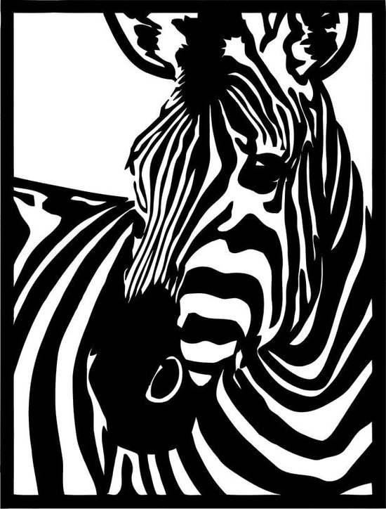 Zebra - Wall Art by Cutting Edge Design Safari Afrika Wildlife Equador Namibië Hout Landelijk Decoratie Lente Zomer Dier Animal Savanne Big Five Africa Jungle Wildlife Reizen Zomer Cadeau Lijst Sahara Warmte Winter Black White Paard Bureau Creatie