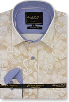 Heren Overhemd - Slim Fit - Luxury Paisley - Beige - Maat M
