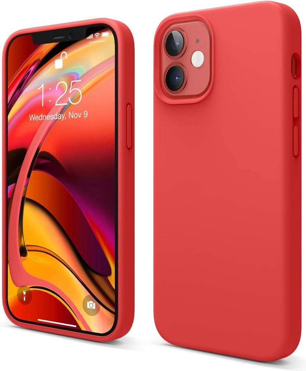 HB Hoesje Geschikt voor Apple iPhone 12 Mini - Rood - Siliconen Back Cover