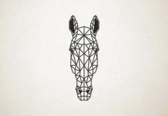 Line Art - Paard 2 - L - 109x39cm - Zwart - geometrische wanddecoratie
