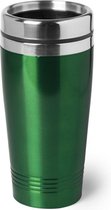 Warmhoudbeker/warm houd beker metallic groen 450 ml - RVS Isoleerbeker/thermosbekers reisbekers voor onderweg
